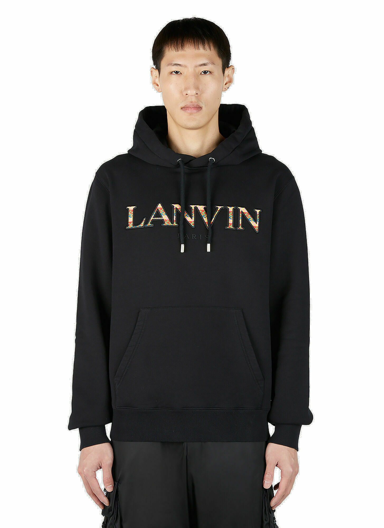 Lanvin - Fleece Logo Hooded Sweatshirt in Black Lanvin