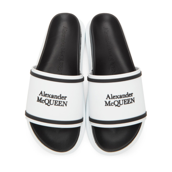 Alexander McQueen White and Black Oversized Hybrid Slides Alexander McQueen