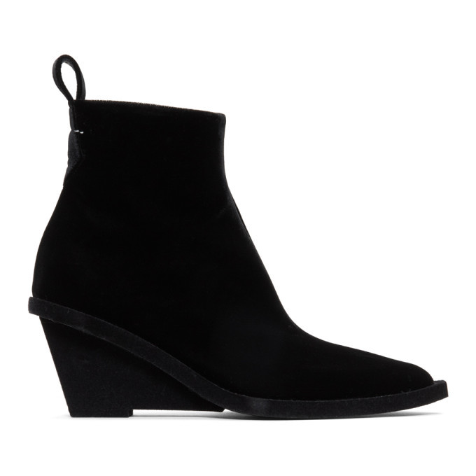 long black suede wedge boots