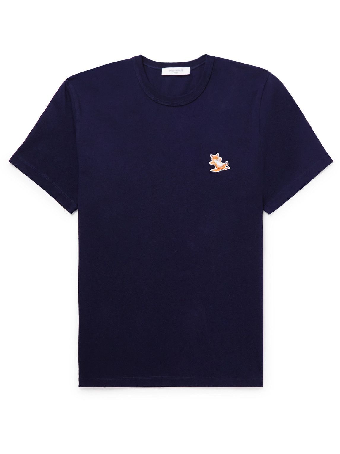 Maison Kitsuné - Logo-Appliquéd Cotton-Jersey T-Shirt - Blue Maison Kitsune