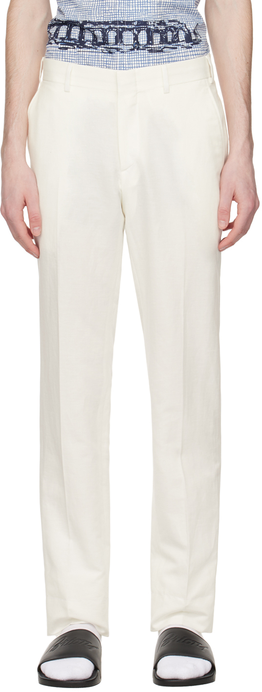 Brioni Off-White Creased Trousers Brioni