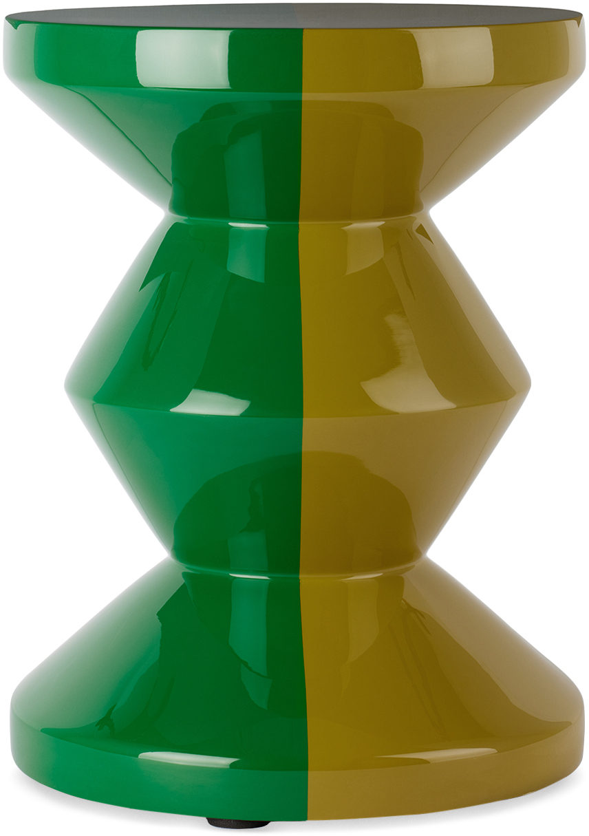 POLSPOTTEN Green & Yellow Zig Zag Unlikely Lovers Stool