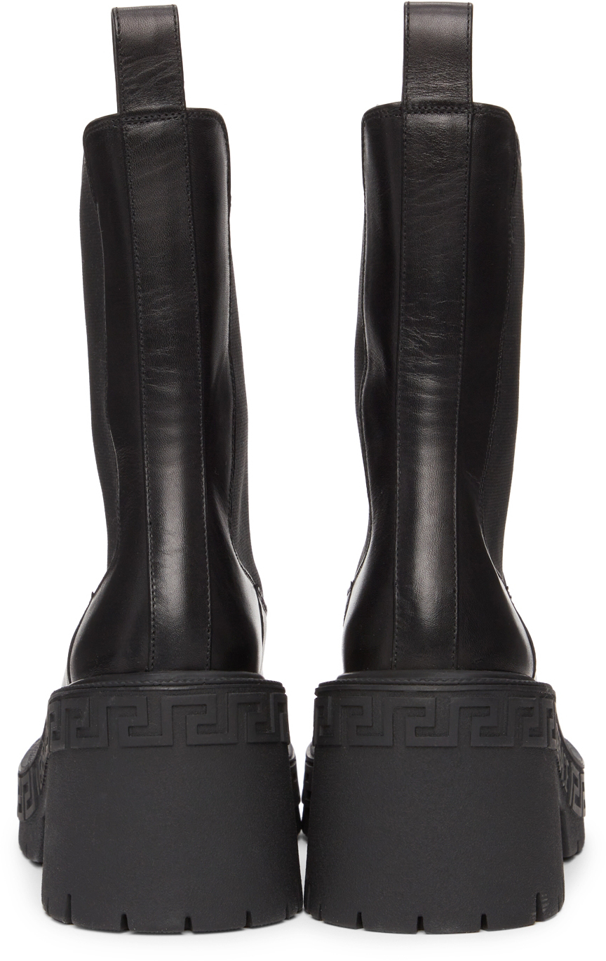 Versace Black Greca Chelsea Boots Versace