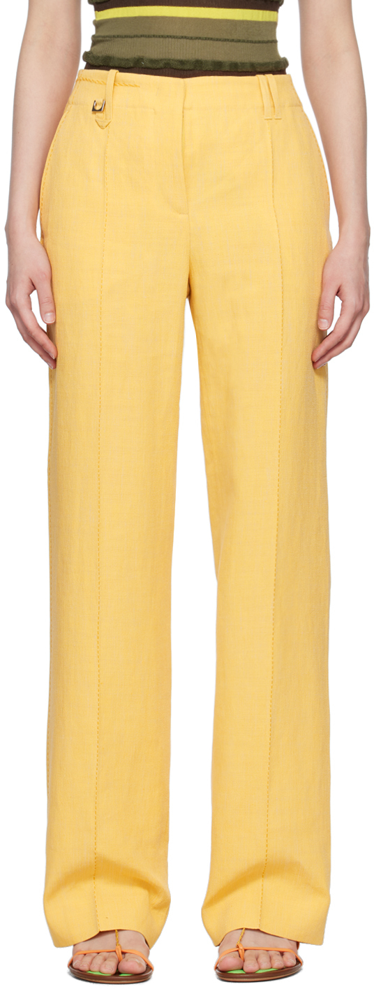 Jacquemus Yellow Le Raphia 'Le Pantalon Cordao' Trousers Jacquemus