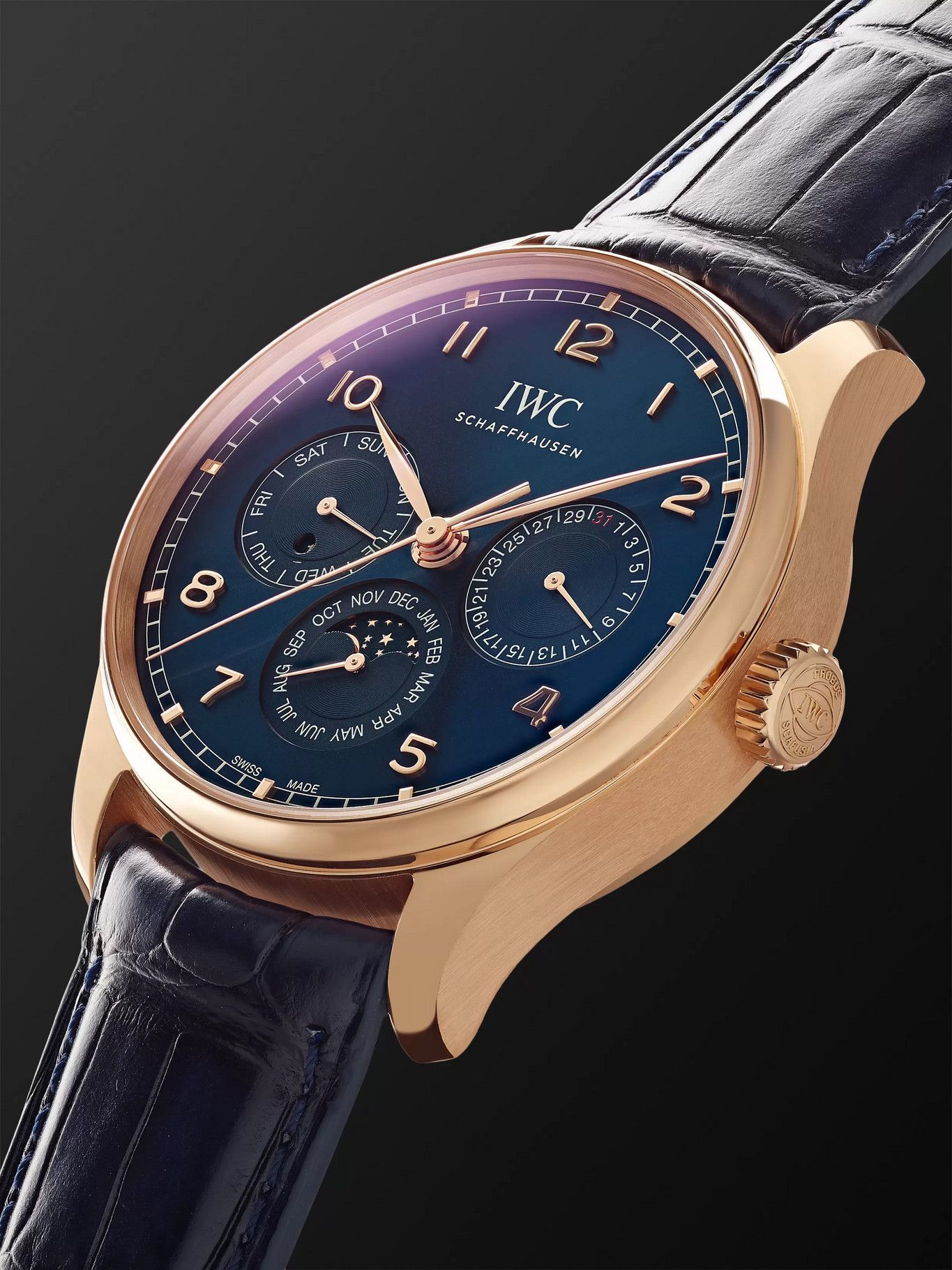 IWC Schaffhausen - Portugieser Perpetual Calendar Boutique Edition  Automatic 42.4mm 18-Karat Red Gold and Alligator Watch, Ref. No. IW344205  IWC