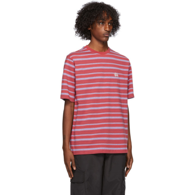 Stussy Red Heather Stripe T-Shirt Stussy