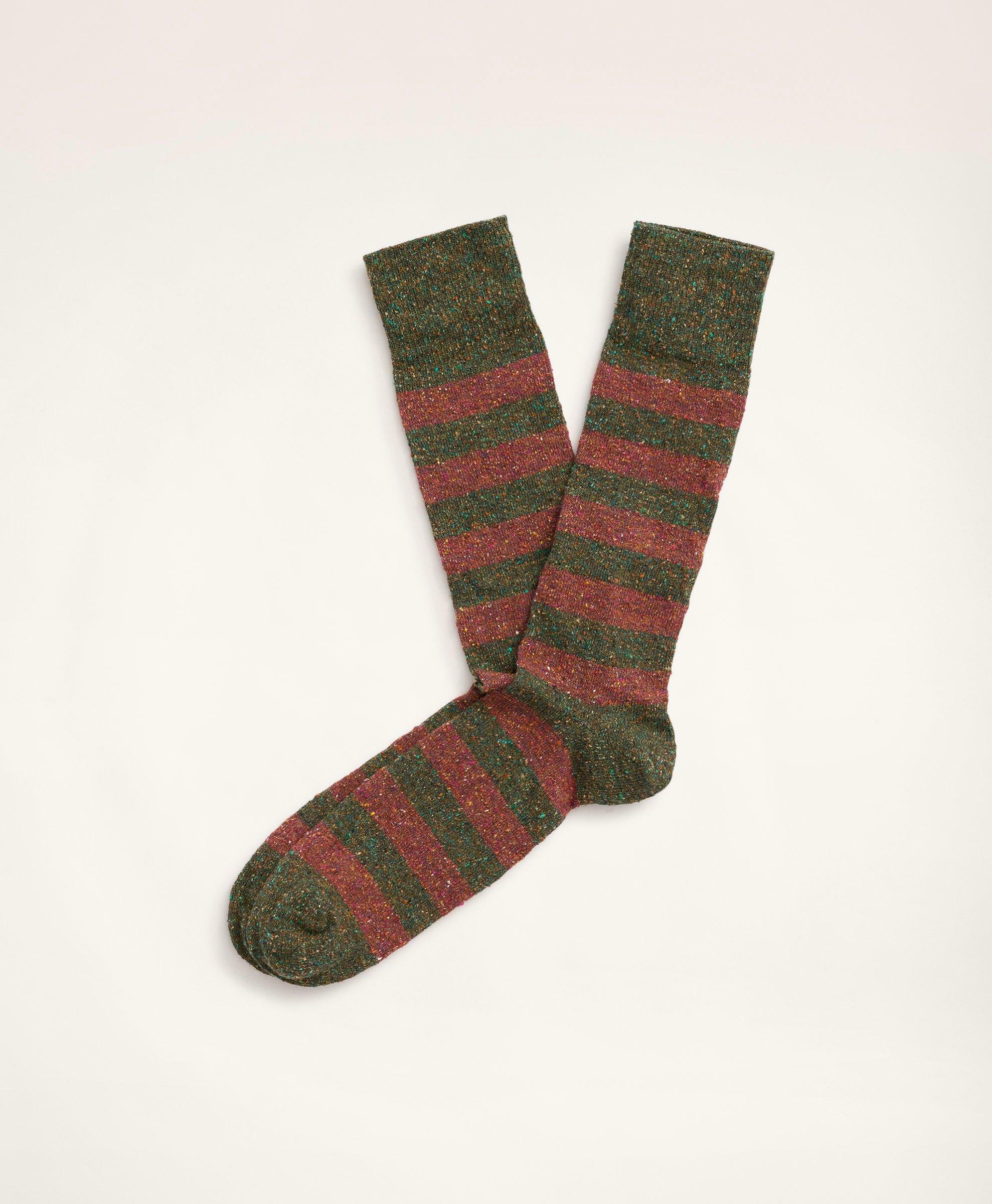 Brooks Brothers Men's Rugby Stripe Crew Socks | Dark Green Brooks Brothers