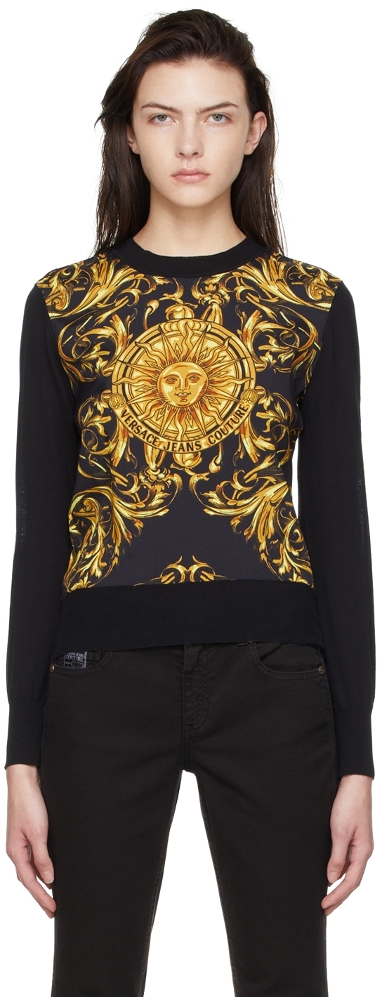 Versace Jeans Couture Black Garland Sun Regalia Baroque Sweater Versace