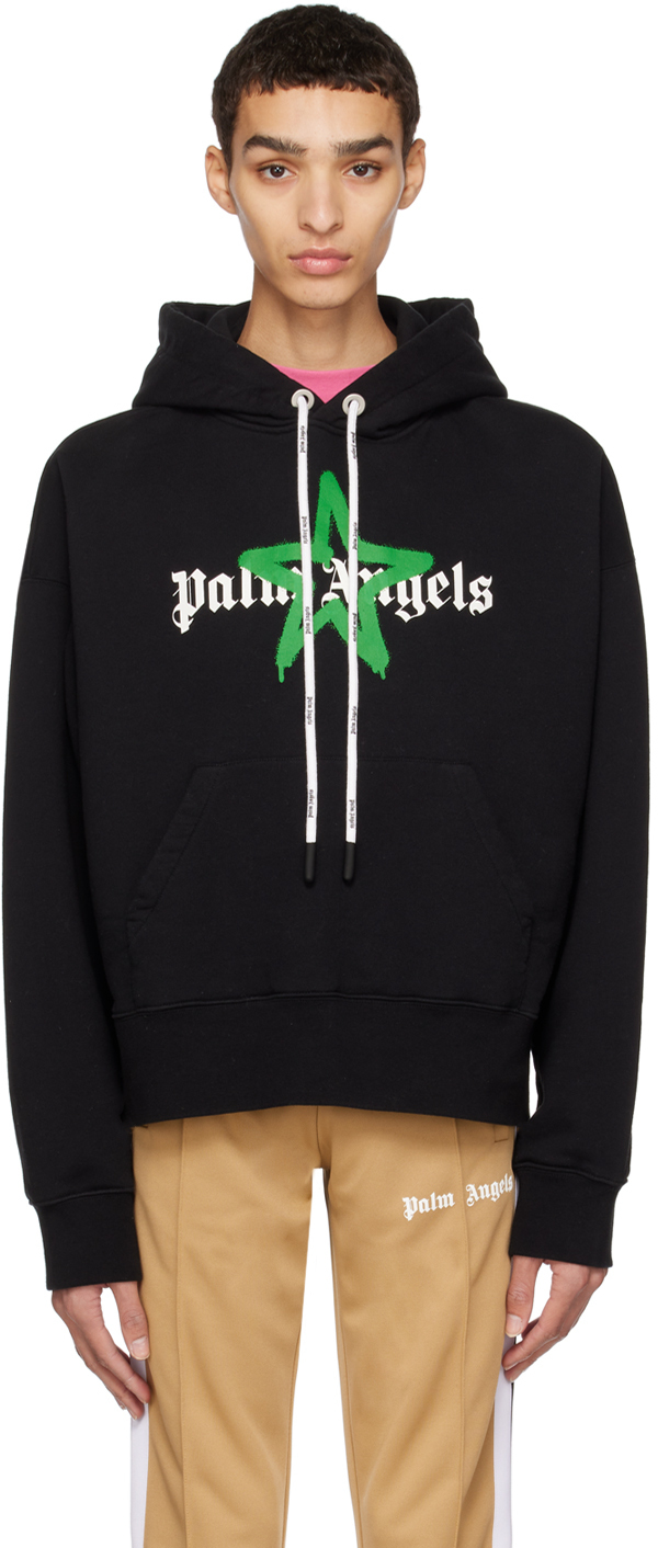 Palm Angels Black Star Sprayed Hoodie Palm Angels