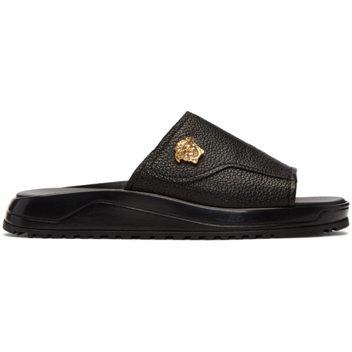 versace black medusa slides