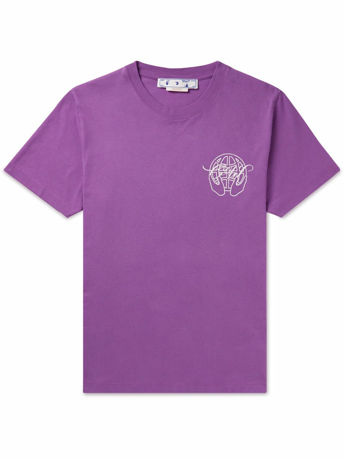 Off-White - Logo-Print Cotton-Jersey T-Shirt - Purple Off-White