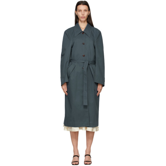 LOW CLASSIC Blue Curve Sleeve Trench Coat Low Classic