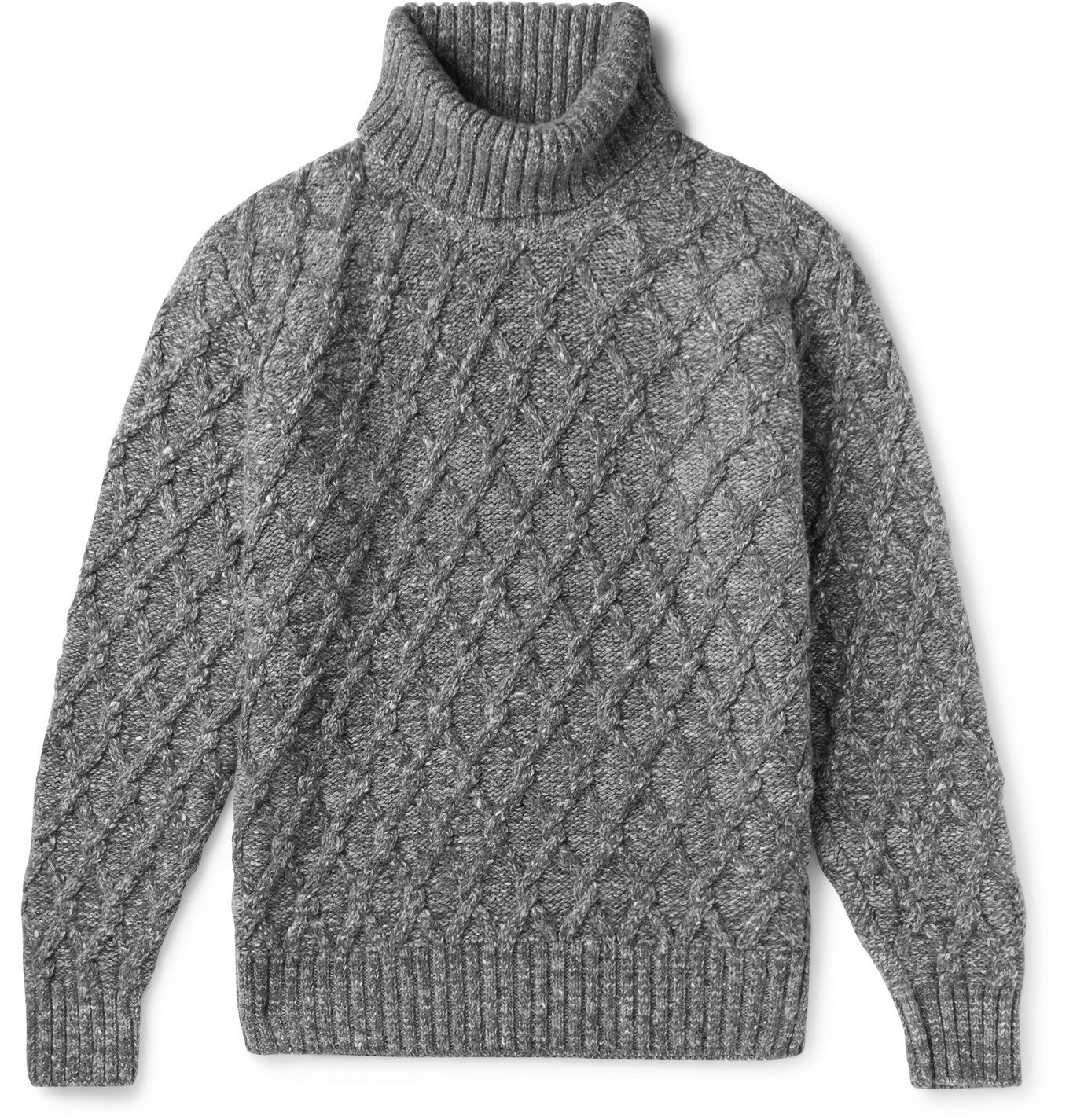 Inis Meáin - Mélange Cable-Knit Wool and Cashmere-Blend Rollneck ...