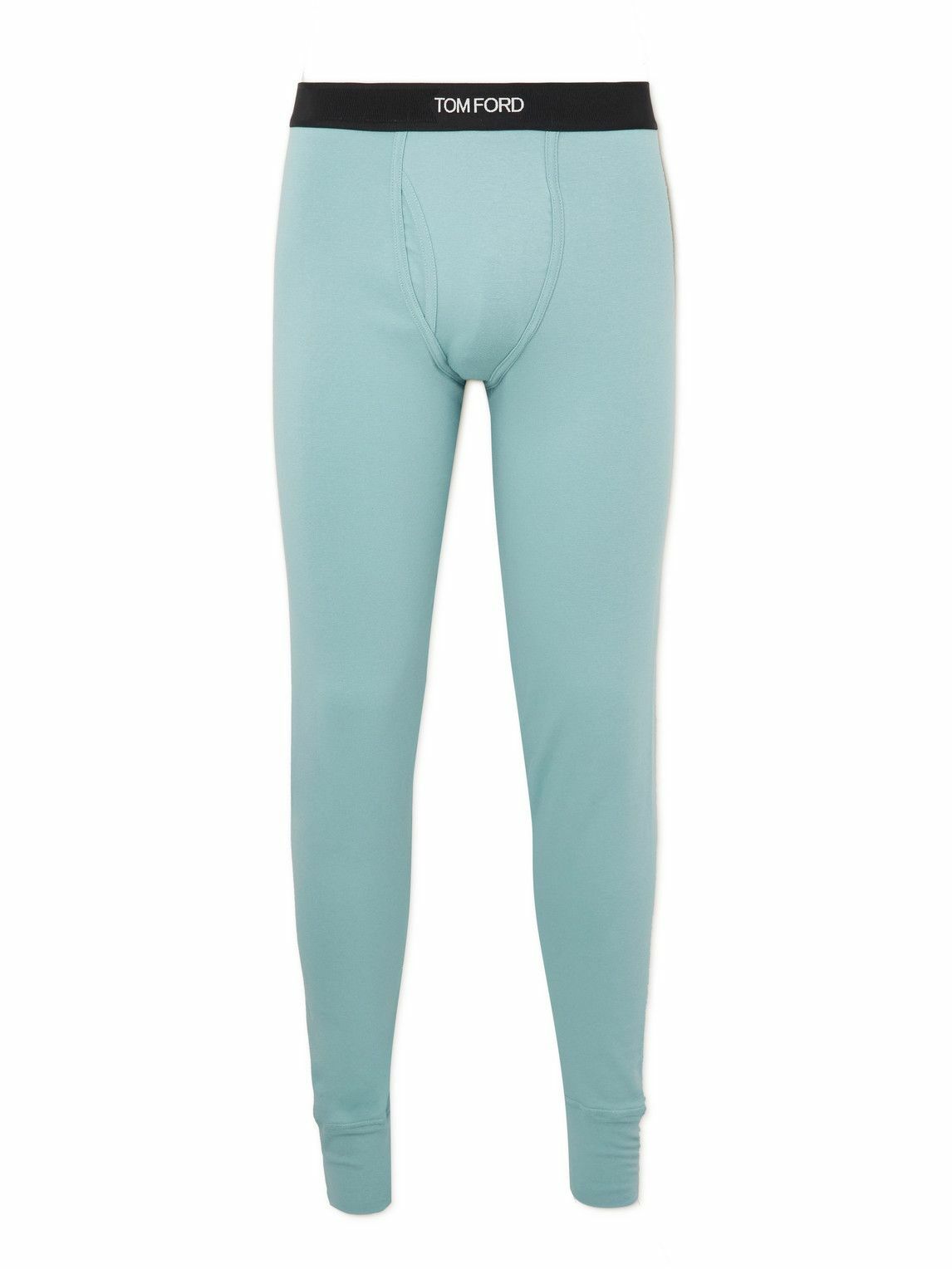 TOM FORD - Grosgrain-Trimmed Stretch-Cotton Jersey Long Johns - Blue TOM  FORD