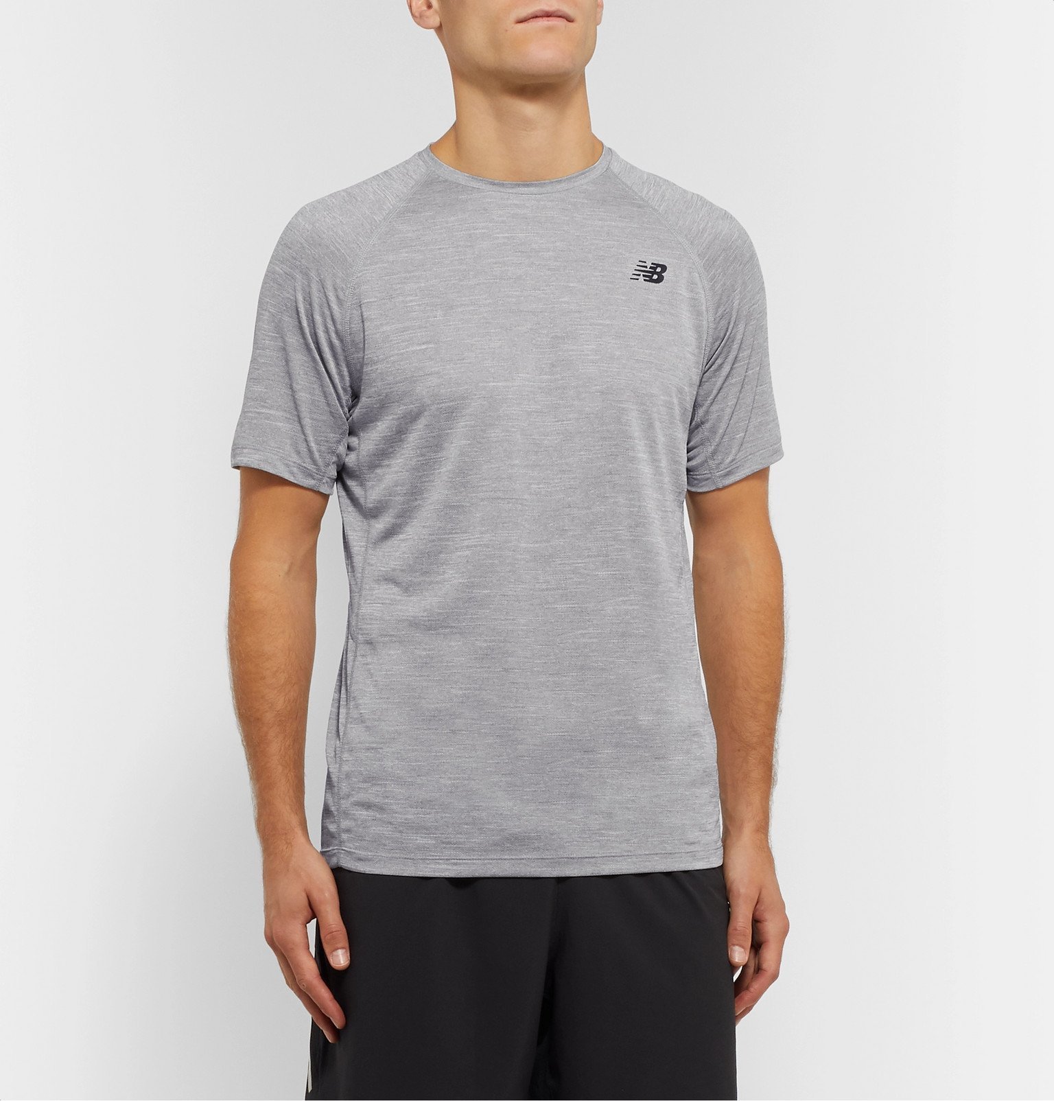 New Balance - Tenacity Mélange Stretch-Jersey T-Shirt - Gray