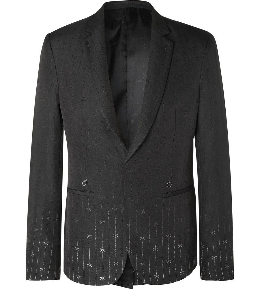1017 ALYX 9SM - Black Slim-Fit Silk and Wool-Blend Jacquard Suit Jacket ...