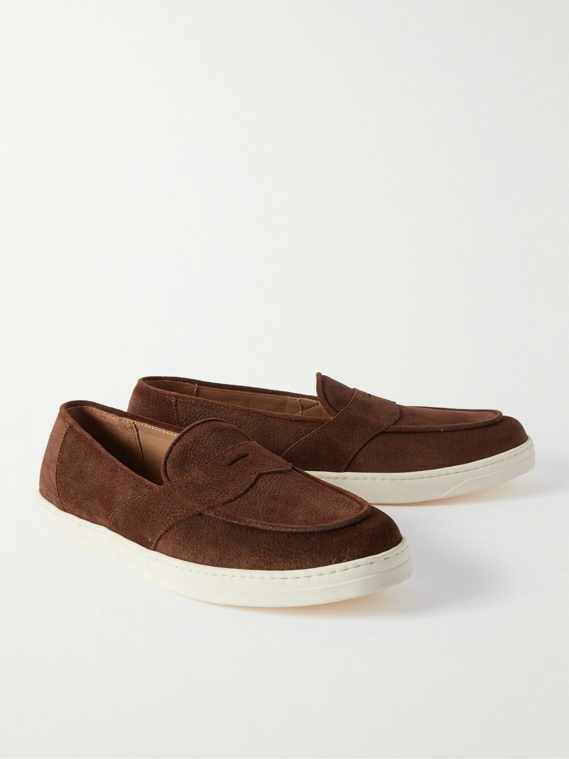 George Cleverley - Joey Full-Grain Suede Penny Loafers - Brown George ...