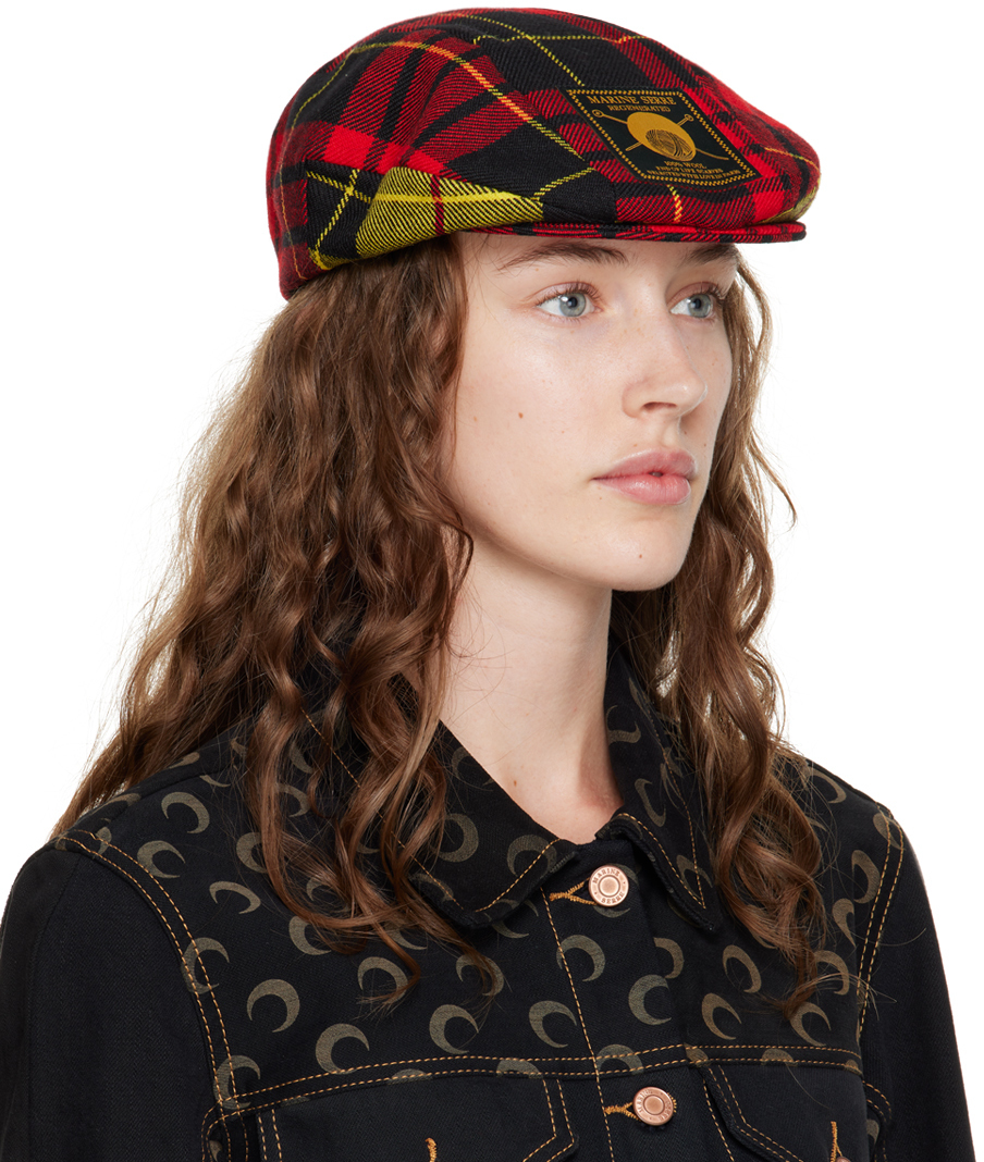 Marine Serre Red Tartan Beret Marine Serre
