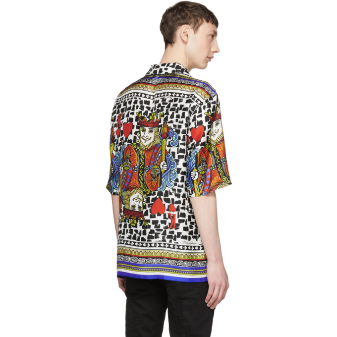 Dolce and Gabbana Multicolor Silk King of Hearts Shirt Dolce & Gabbana