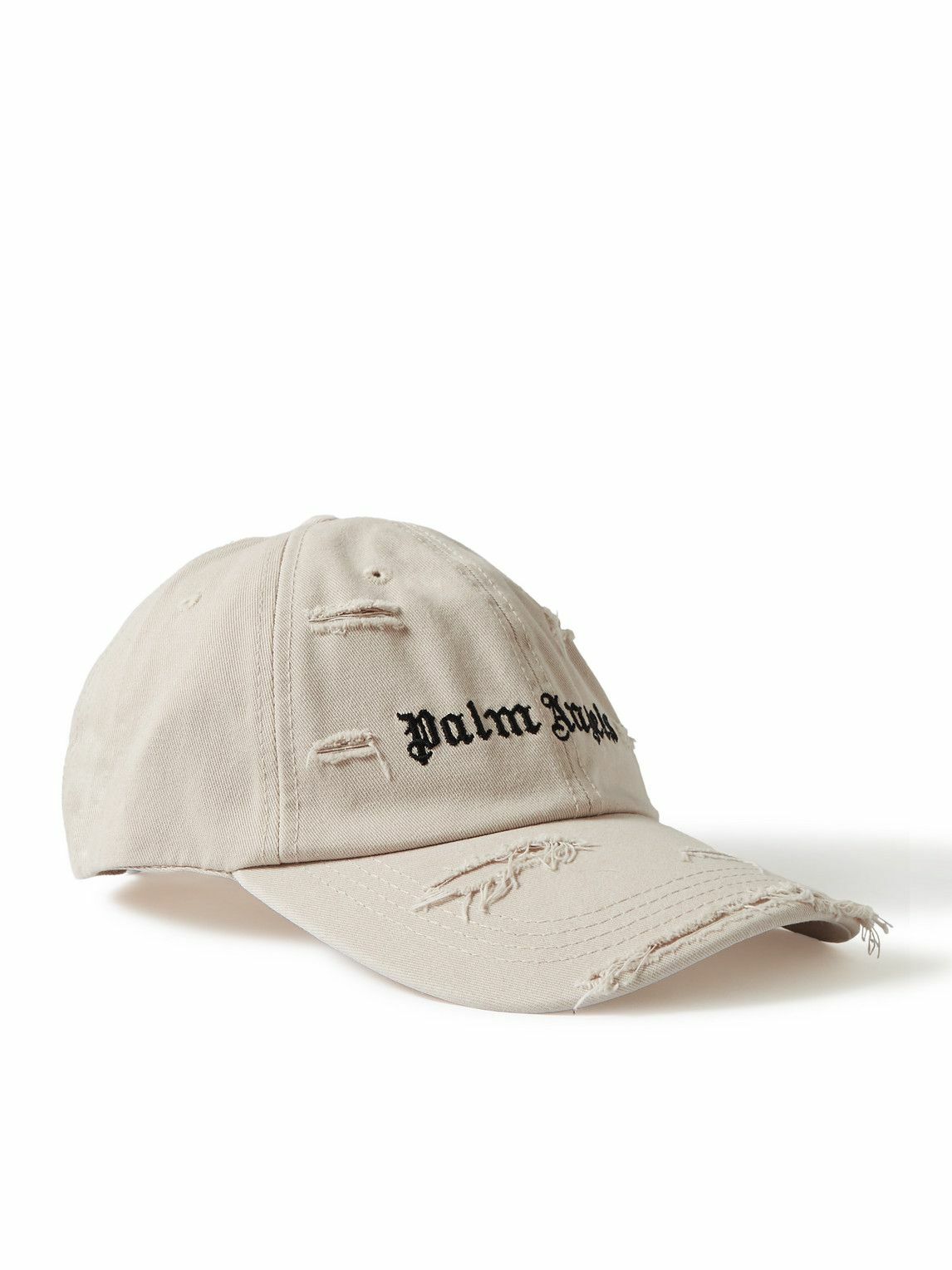 Photo: Palm Angels - Distressed Logo-Embroidered Cotton-Twill Baseball Cap