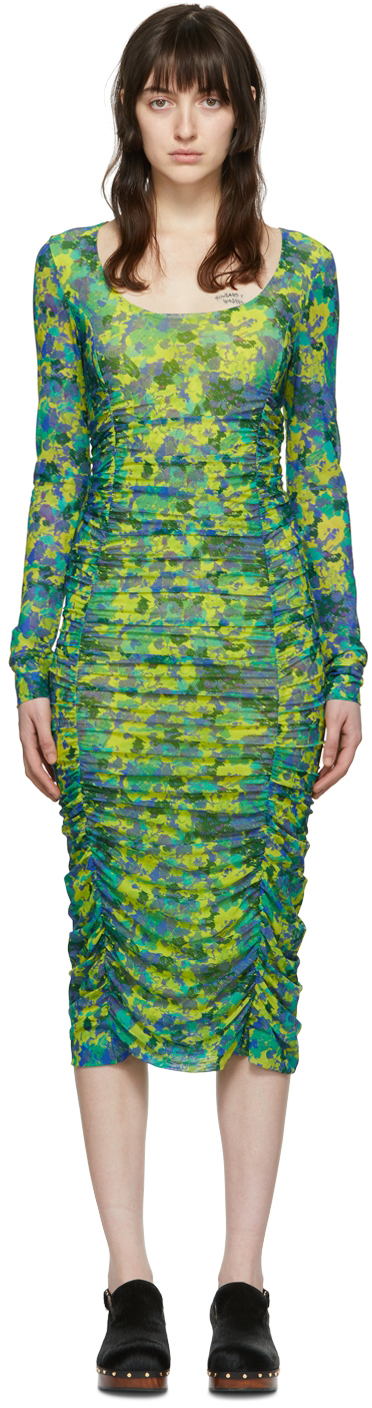 GANNI Multicolor Recycled Nylon Midi Dress GANNI