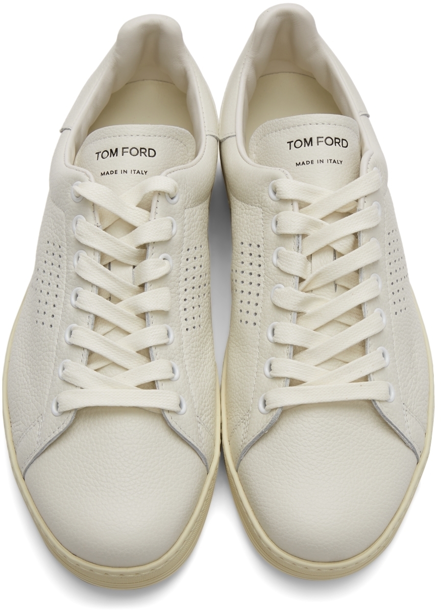 TOM FORD Off-White Grained Leather Warwick Sneakers TOM FORD