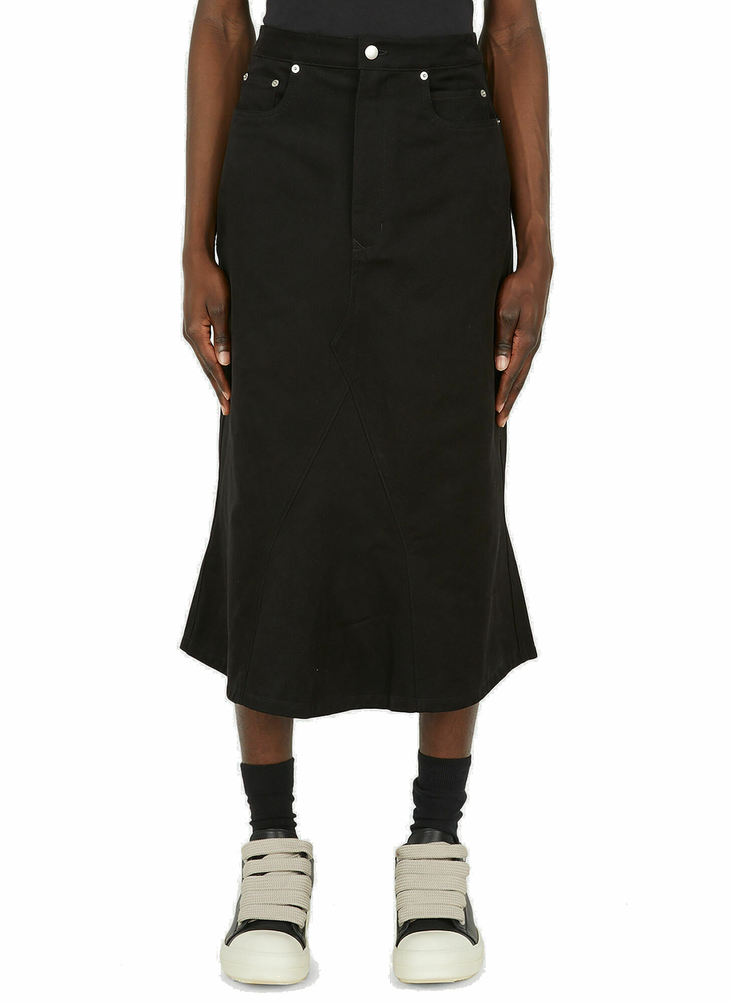 Photo: Godet Denim Skirt in Black