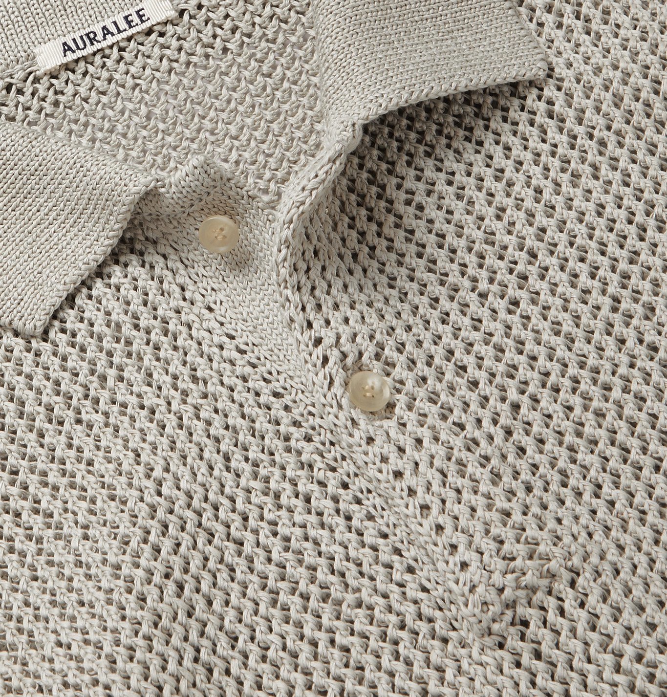 Auralee - Open-Knit Cotton Polo Shirt - Gray Auralee