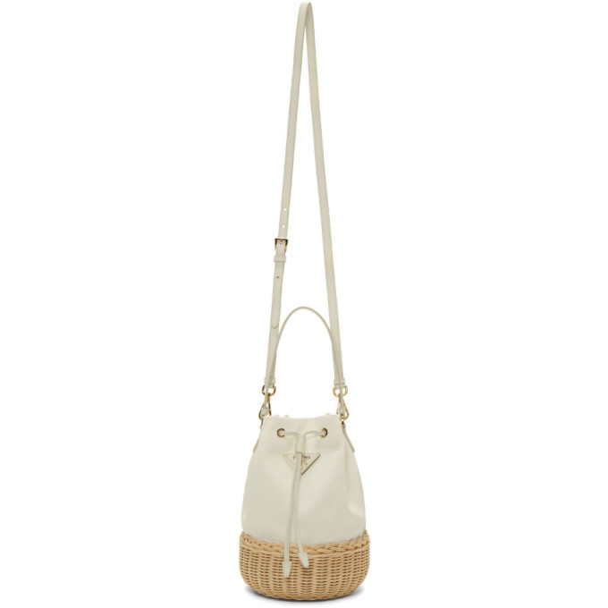 prada white bucket bag