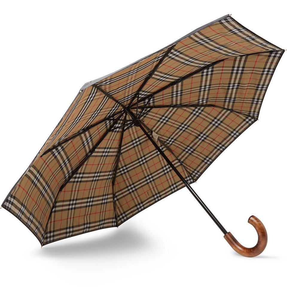 Burberry - Maple Wood-Handle Telescopic Umbrella - Men - Black Burberry