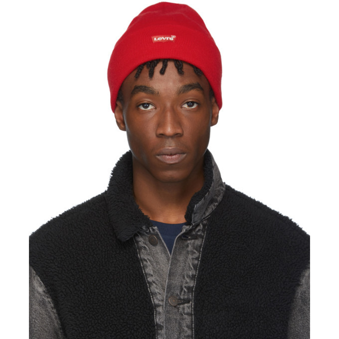 Levis Red Slouchy Beanie Levis