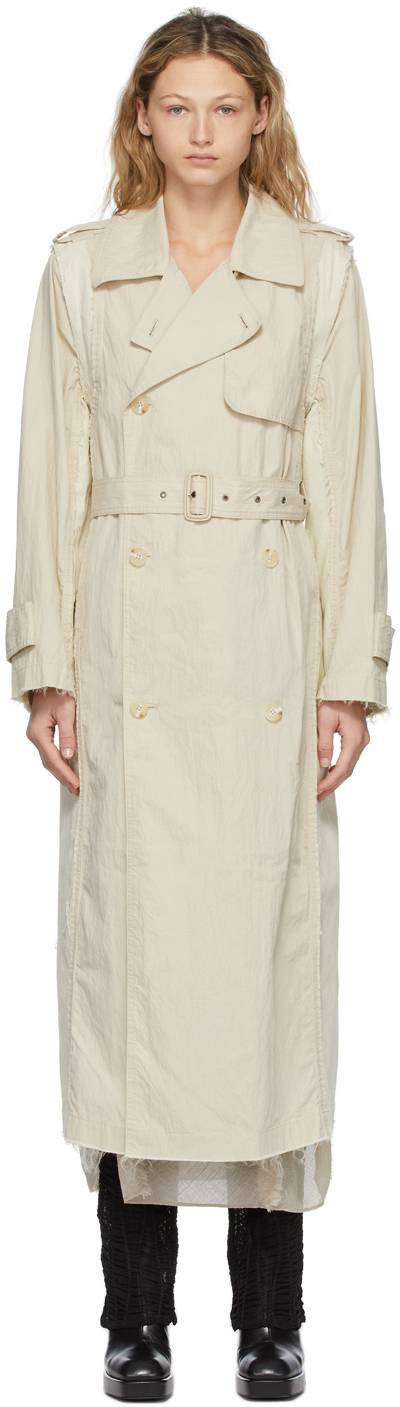 PERVERZE Beige Paneled Trench Coat PERVERZE