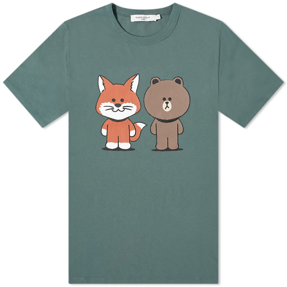 maison kitsuné double fox head patch tee