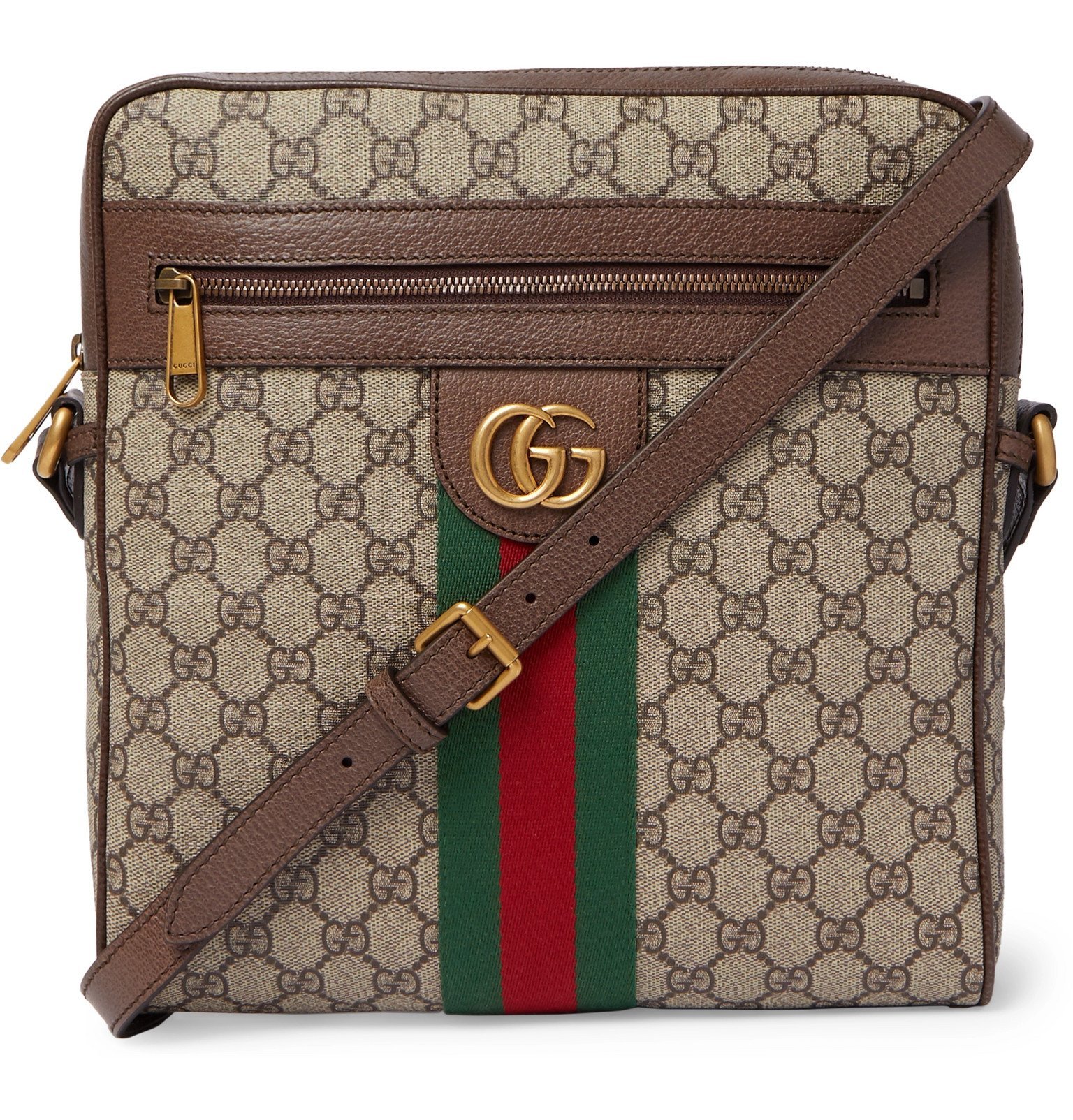 Gucci - Ophidia Medium Leather-Trimmed Monogrammed Coated-Canvas ...