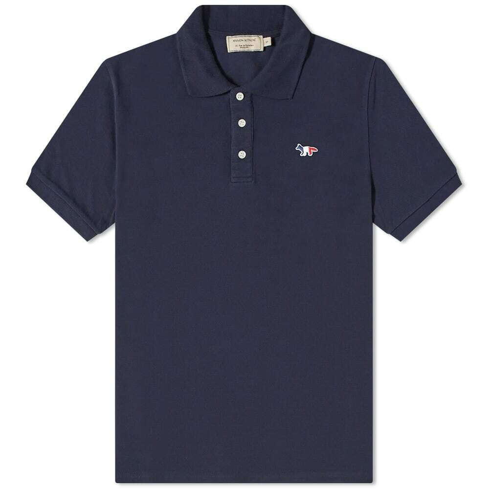 Maison Kitsuné Men's Tricolour Fox Polo Shirt in Navy Maison Kitsune