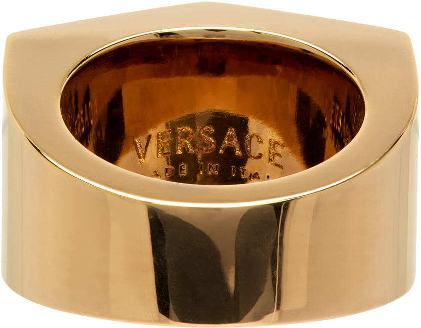 Versace Gold Logo Debossed Ring Versace
