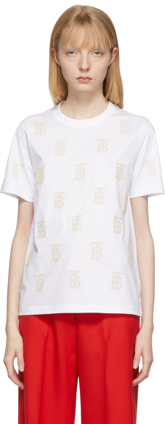 Burberry White Motif Margot T-Shirt Burberry