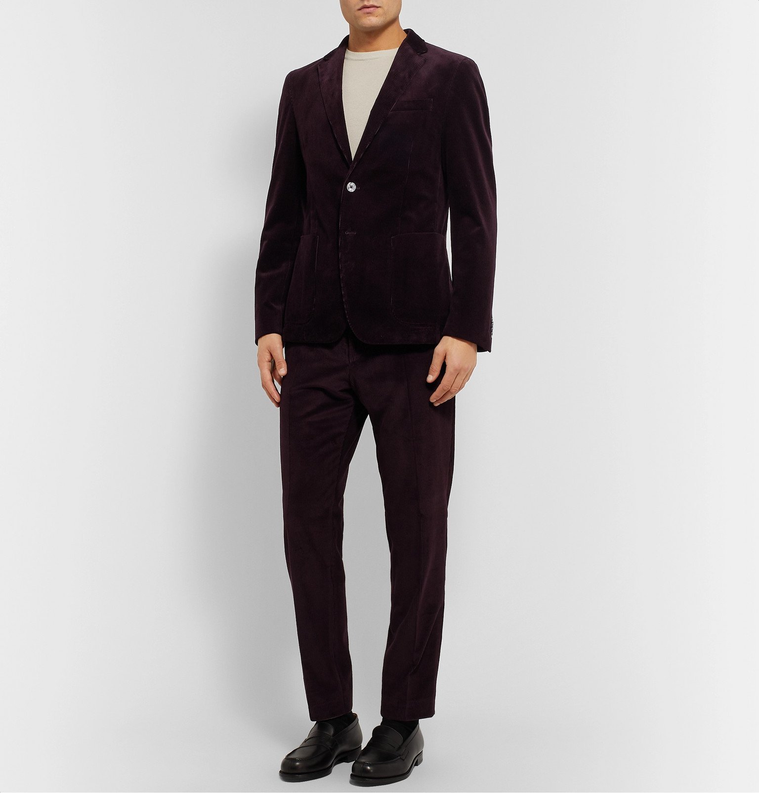 Hugo Boss - Grape Slim-Fit Cotton-Corduroy Suit Jacket - Burgundy Hugo Boss