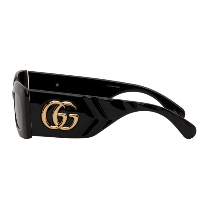 gucci black thick rectangular sunglasses