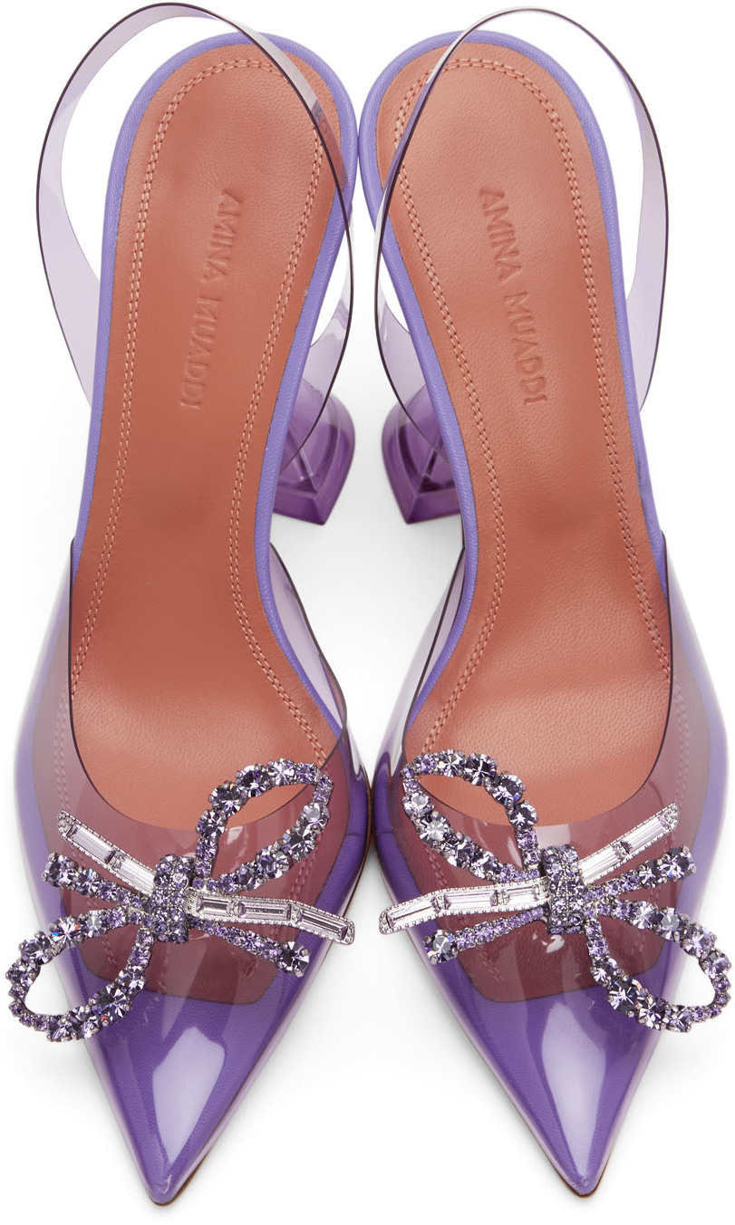 Amina Muaddi Purple Rosie Glass Heels Amina Muaddi