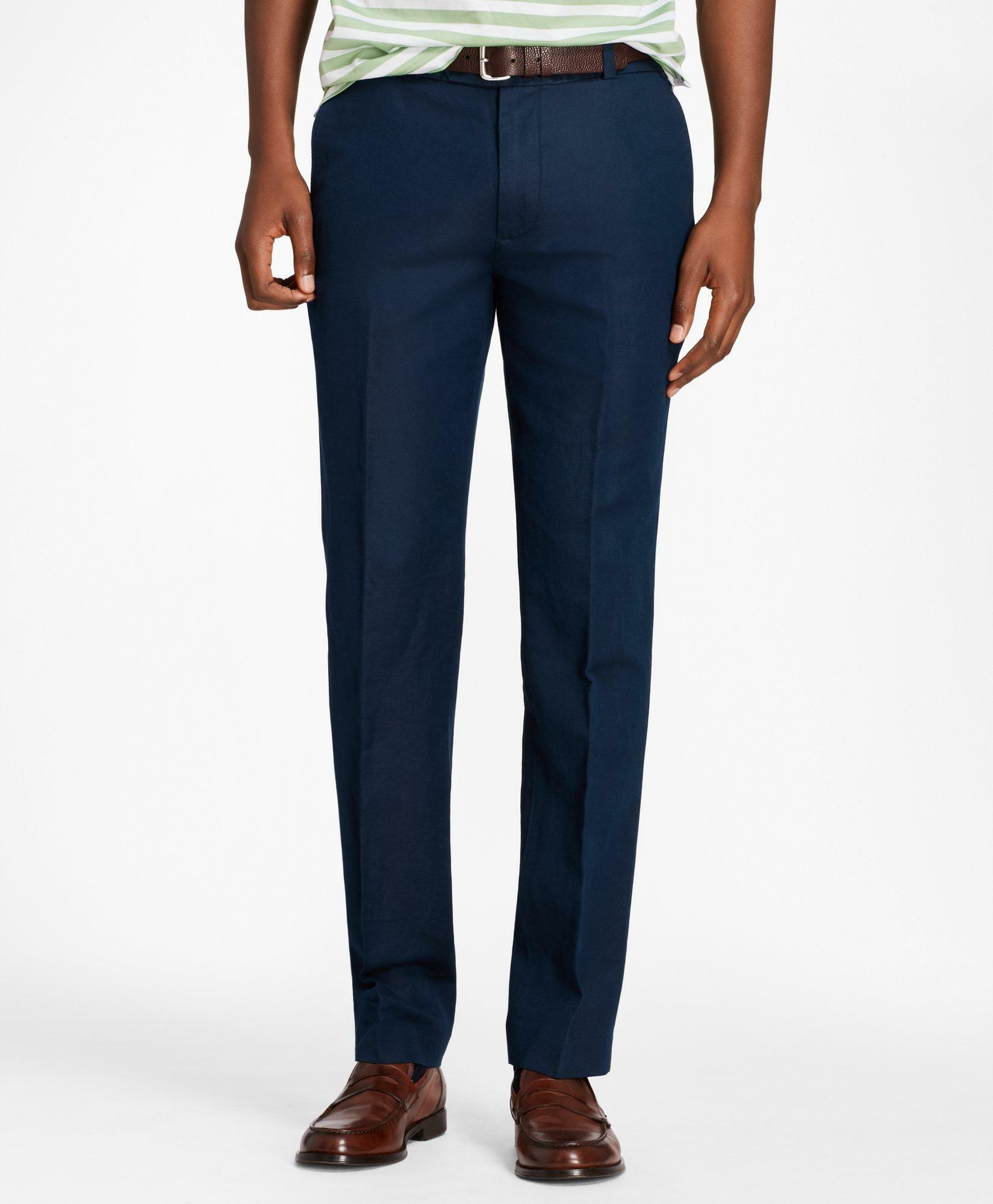 Brooks Brothers Men's Milano Fit Linen and Cotton Chino Pants | Navy