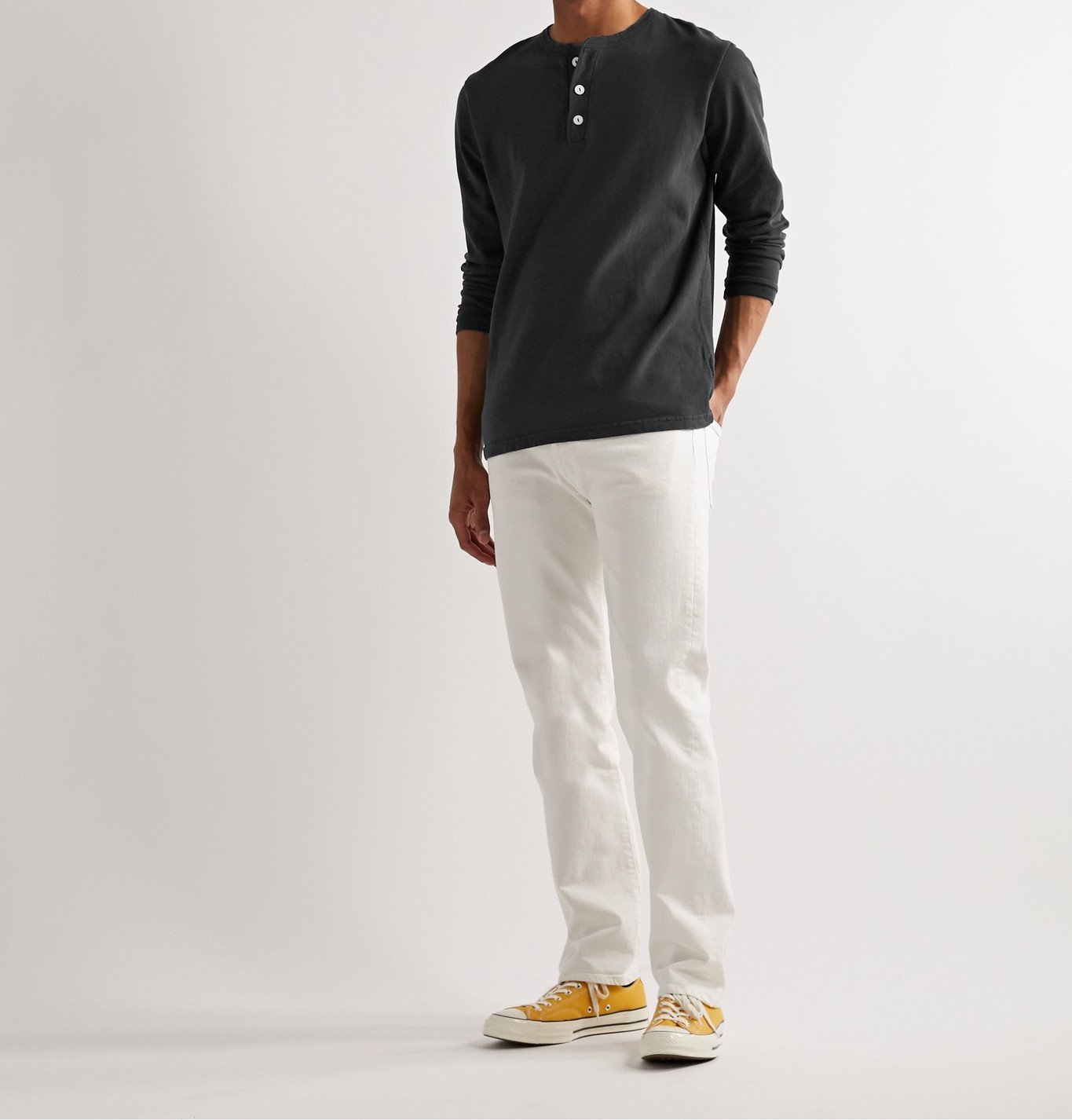 Velva Sheen CottonJersey Henley TShirt Gray Velva Sheen