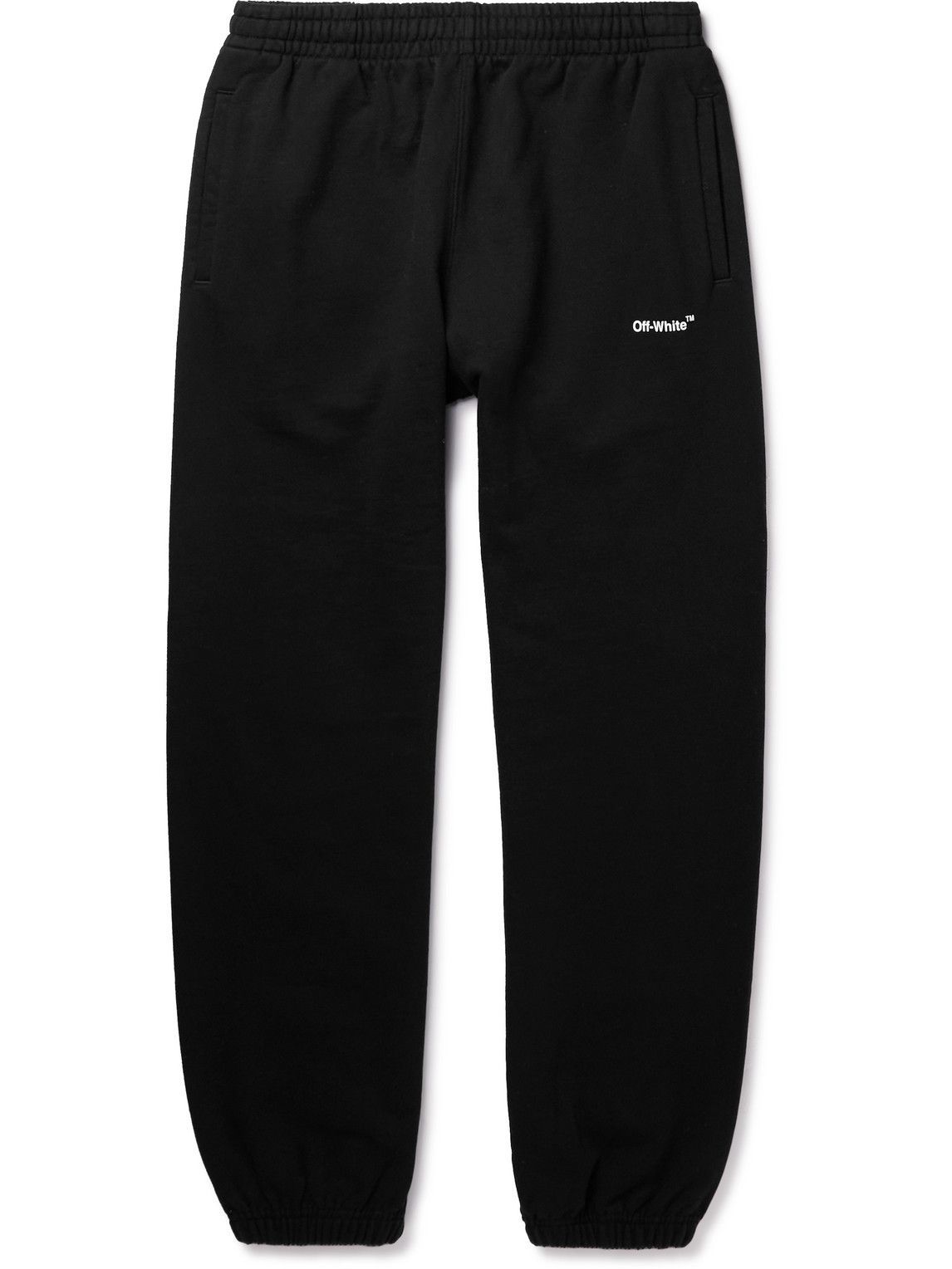 Off-White - Tapered Logo-Print Cotton-Jersey Sweatpants - Black Off-White