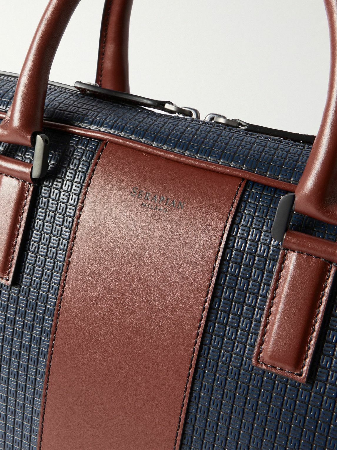 Serapian Stepan LeatherTrimmed Monogrammed CoatedCanvas Briefcase