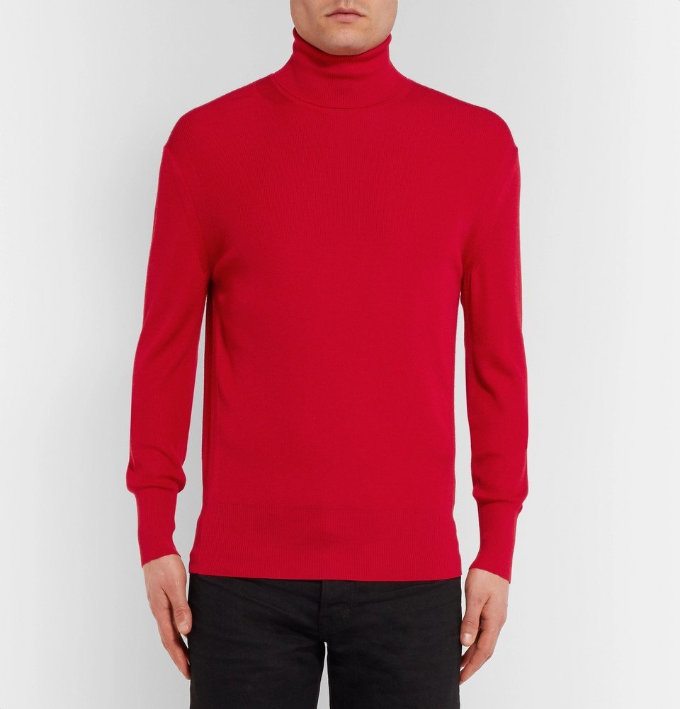 TOM FORD - Ribbed Cashmere and Silk-Blend Rollneck Sweater - Men - Red TOM  FORD