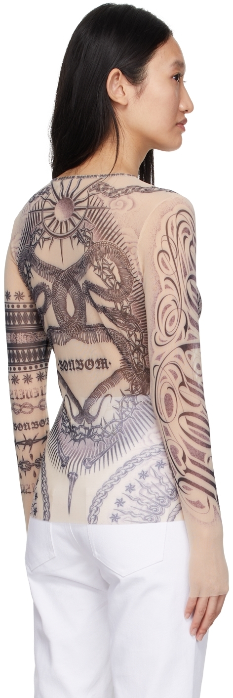 Mens 3D Fake Tattoo Printed Long Sleeve Mesh See through Tank Top TShirt  Blouse  eBay