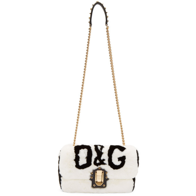 Dolce and Gabbana White and Black Fur Lucia Bag Dolce & Gabbana