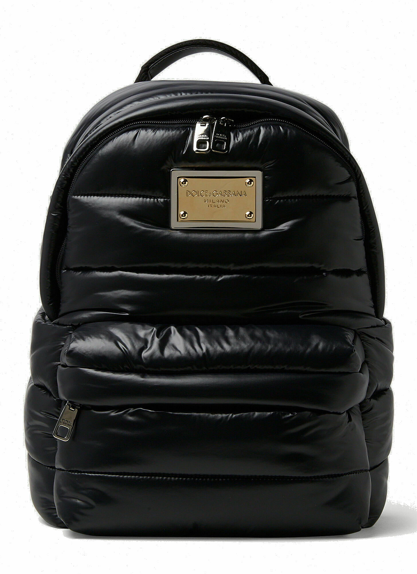 Photo: Logo Plaque Padded Backpack in Black