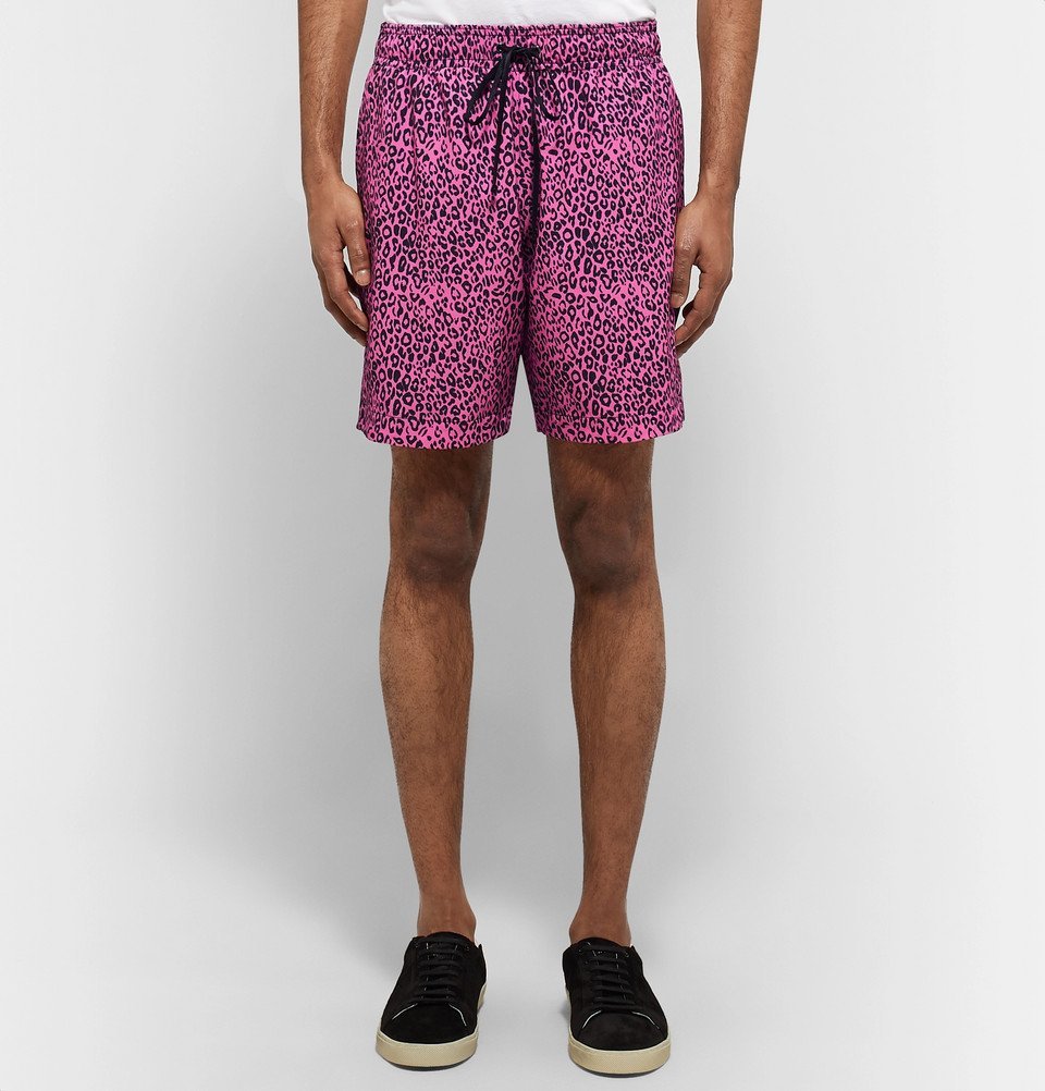 AMIRI WideLeg MidLength LeopardPrint Swim Shorts Men Pink Amiri