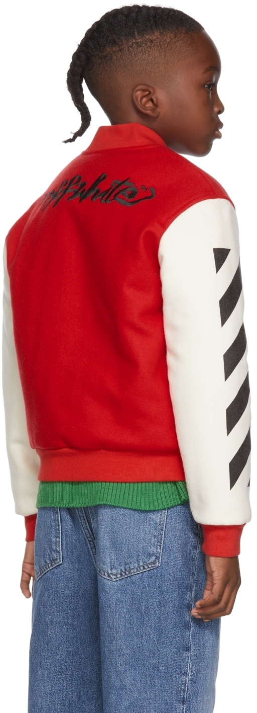 off white red varsity jacket